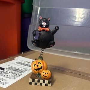 Hallmark Black Cat and Orange Pumpkin Halloween Decor